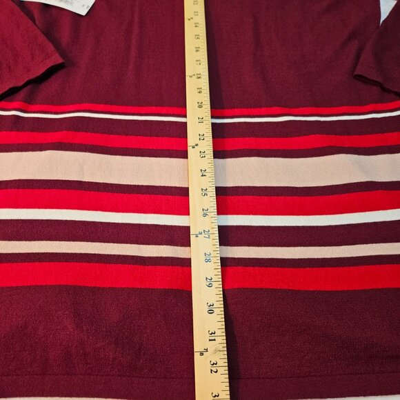 Liz Claiborne Cardigan Sweater Womens XXL Burgundy Red Stripes Long Soft NWT - Picture 8 of 9